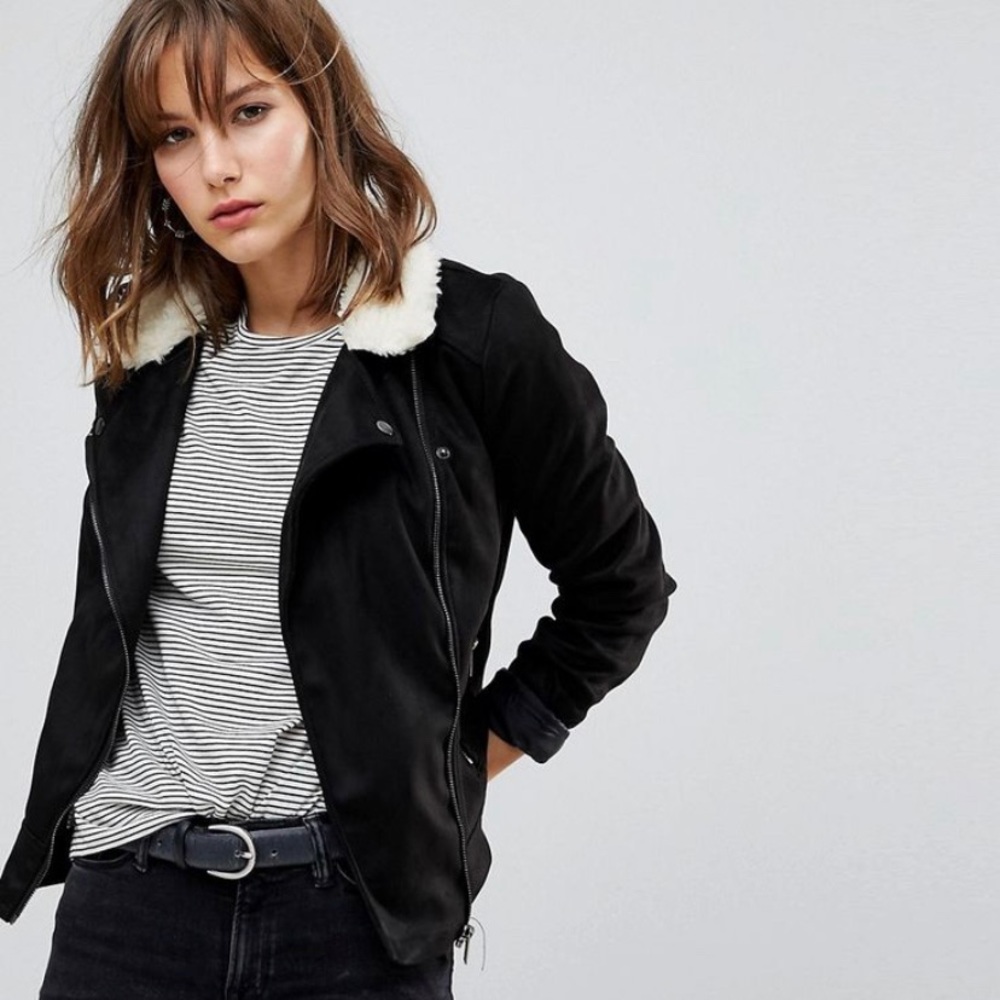 JDY faux suede bomber jacket